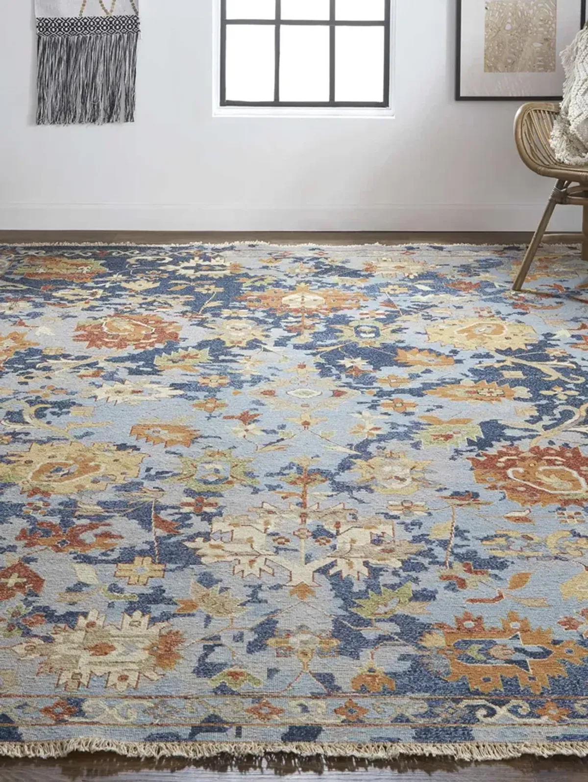 Leylan 0587F 7'9" x 9'9" Blue/Orange/Red Rug