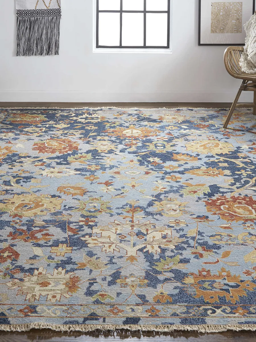 Leylan 0587F 7'9" x 9'9" Blue/Orange/Red Rug