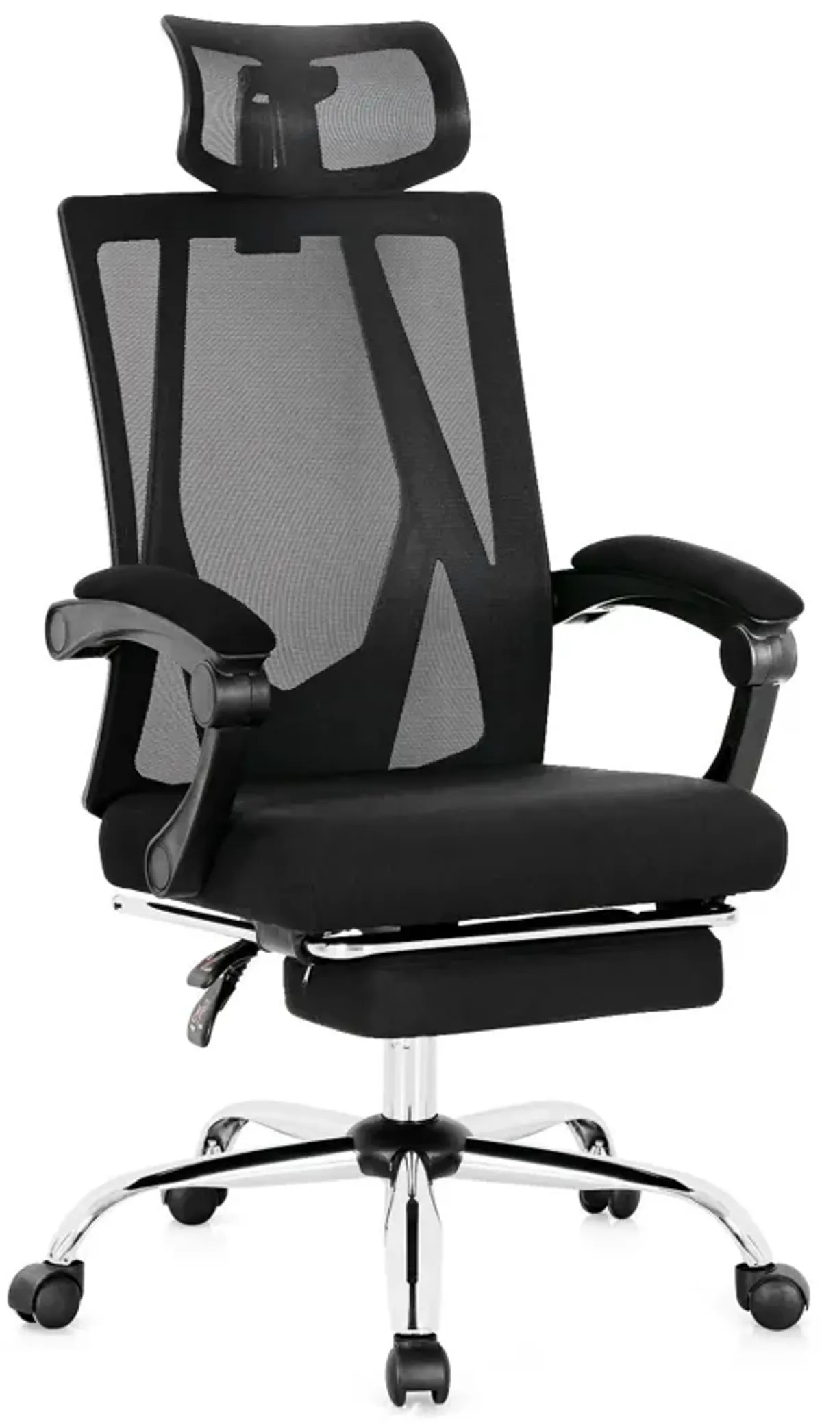 Ergonomic Recliner Mesh Office Chair with Adjustable Footrest-Black