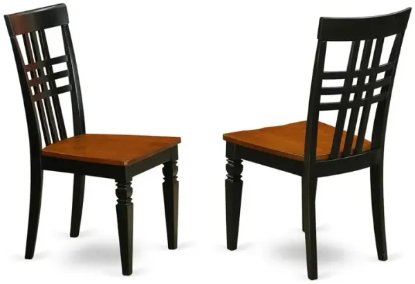 East West Furniture Logan  Dining  Chair  with  Wood  Seat  -  Black  &  Cherry  Finish.,  Set  of  2