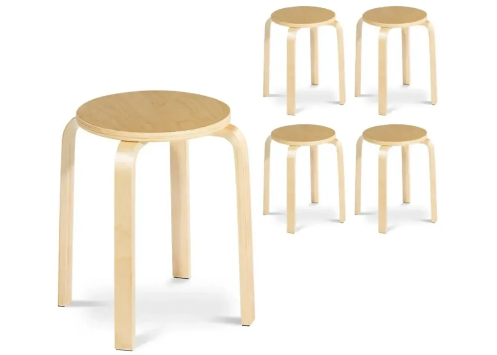 Hivvago Set of 4 18 Inch Stackable Bentwood Dining Chairs with Round Top