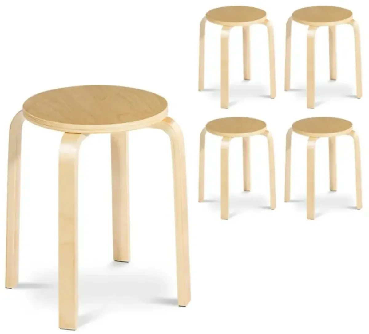 Hivvago Set of 4 18 Inch Stackable Bentwood Dining Chairs with Round Top