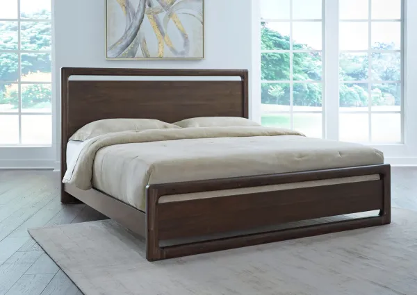 Sol King-size Acacia Wood Platform Bed in Brown Spice