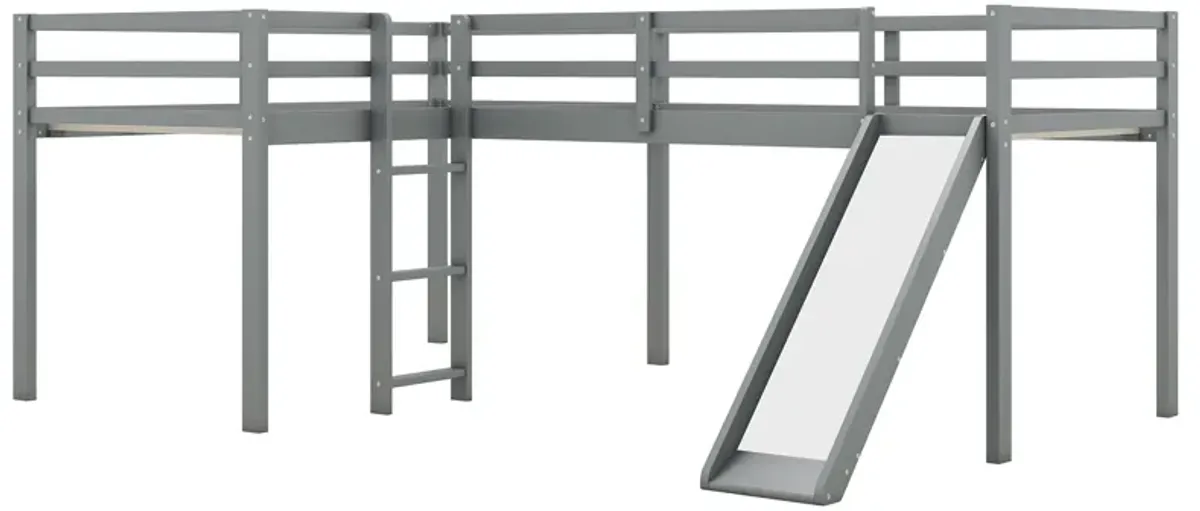 Merax L-Shaped Loft Bed with Ladder and Slide