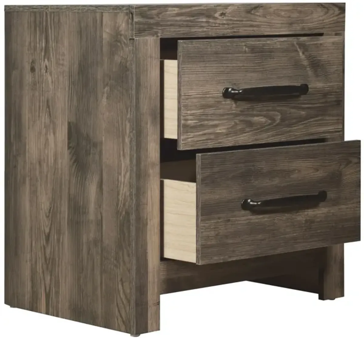 Ent 24 Inch Nightstand, 2 Drawers with Black Handles, Greige Brown Finish  - Benzara