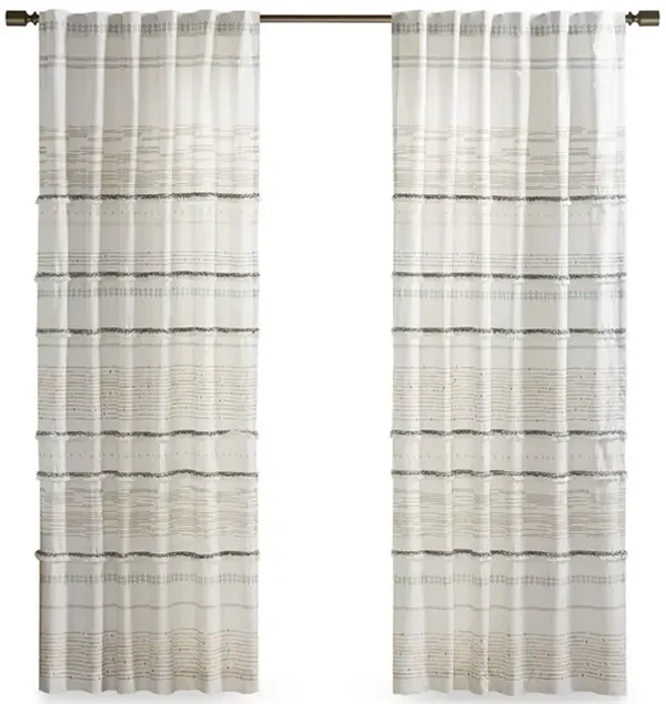 Gracie Mills Hogan Boho Striped Cotton Curtain Panel with Tassel Trim and Lining