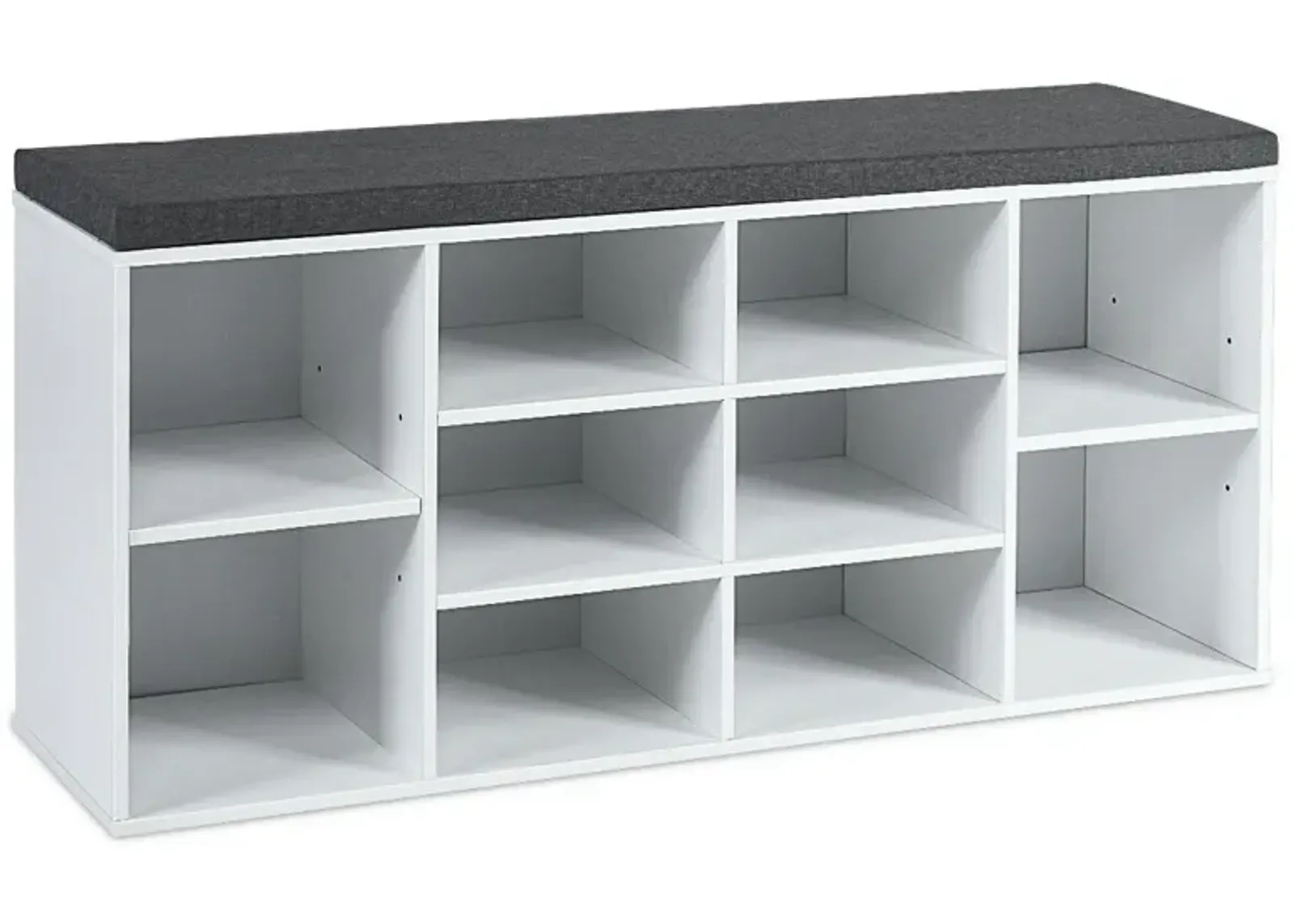 10-Cube Organizer Shoe Storage Bench with Cushion for Entryway