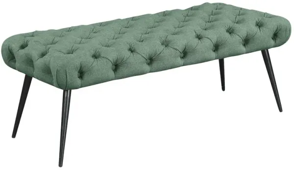 Ella Upholstered Tufted Bench Stainless Steel Legs Teal