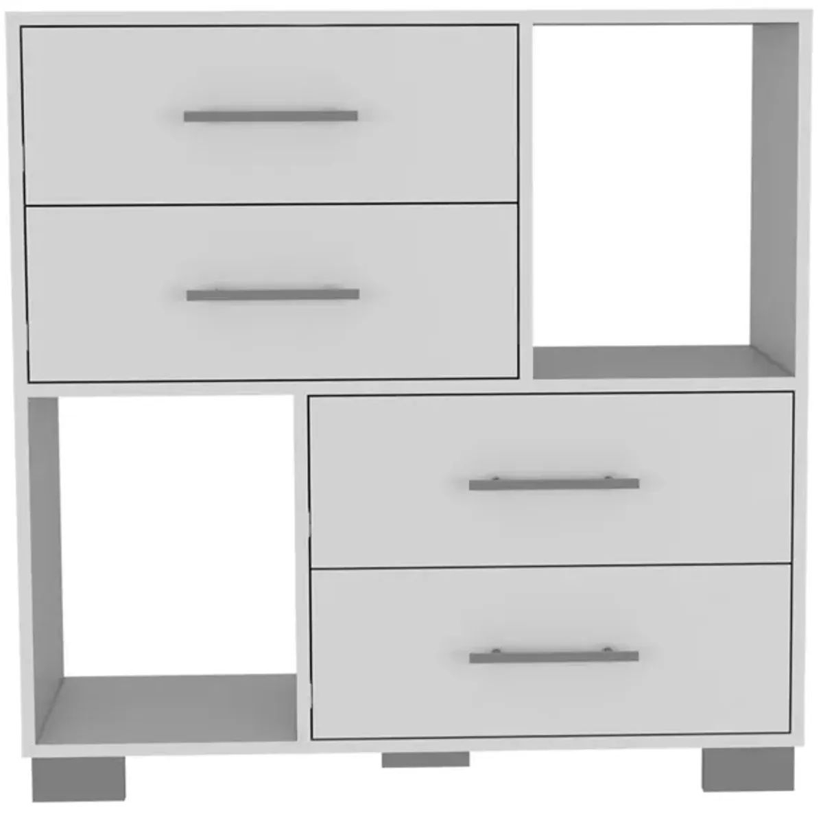 Krista Dresser, Two Open Shelves, Four Drawers - White