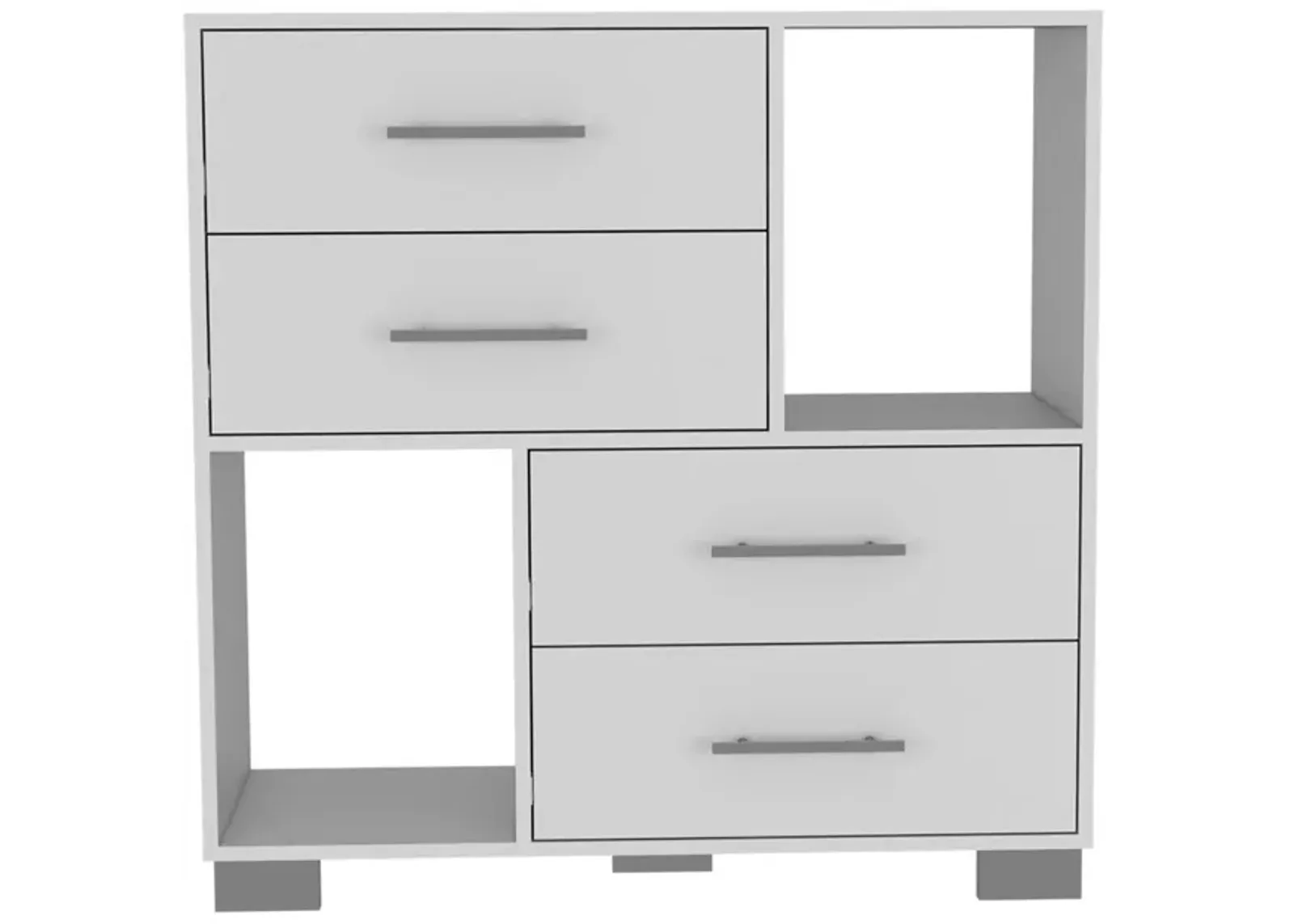 Krista Dresser, Two Open Shelves, Four Drawers - White