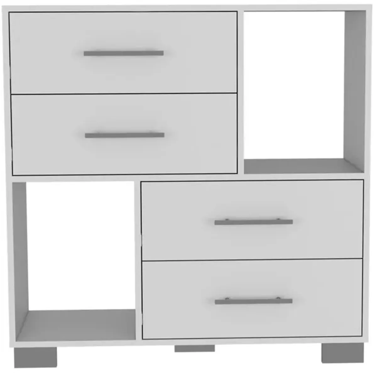 Krista Dresser, Two Open Shelves, Four Drawers - White