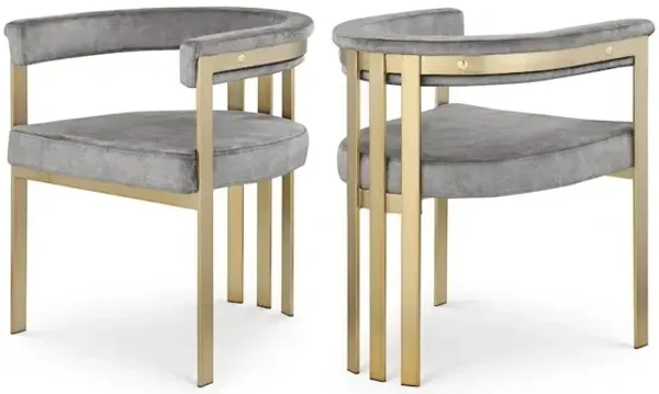 Meridian Furniture Marcello Grey Velvet Dining Chair, Set of 2