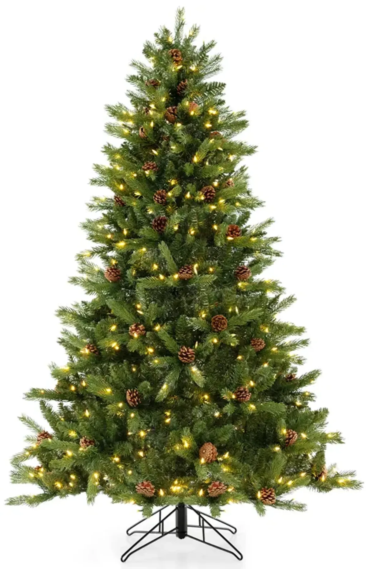 Artificial Christmas Tree with Pine Cones and Adjustable Brightness