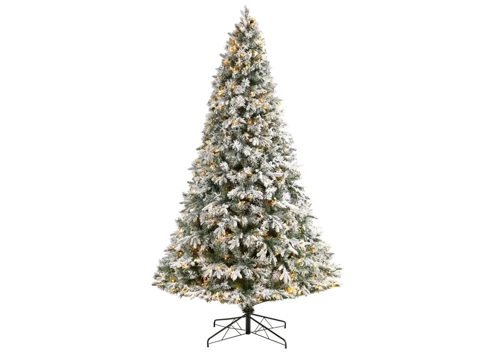 Nearly Natural Flocked Vermont Mixed Pine Artificial Christmas Tree with LED Lights and Bendable Branches