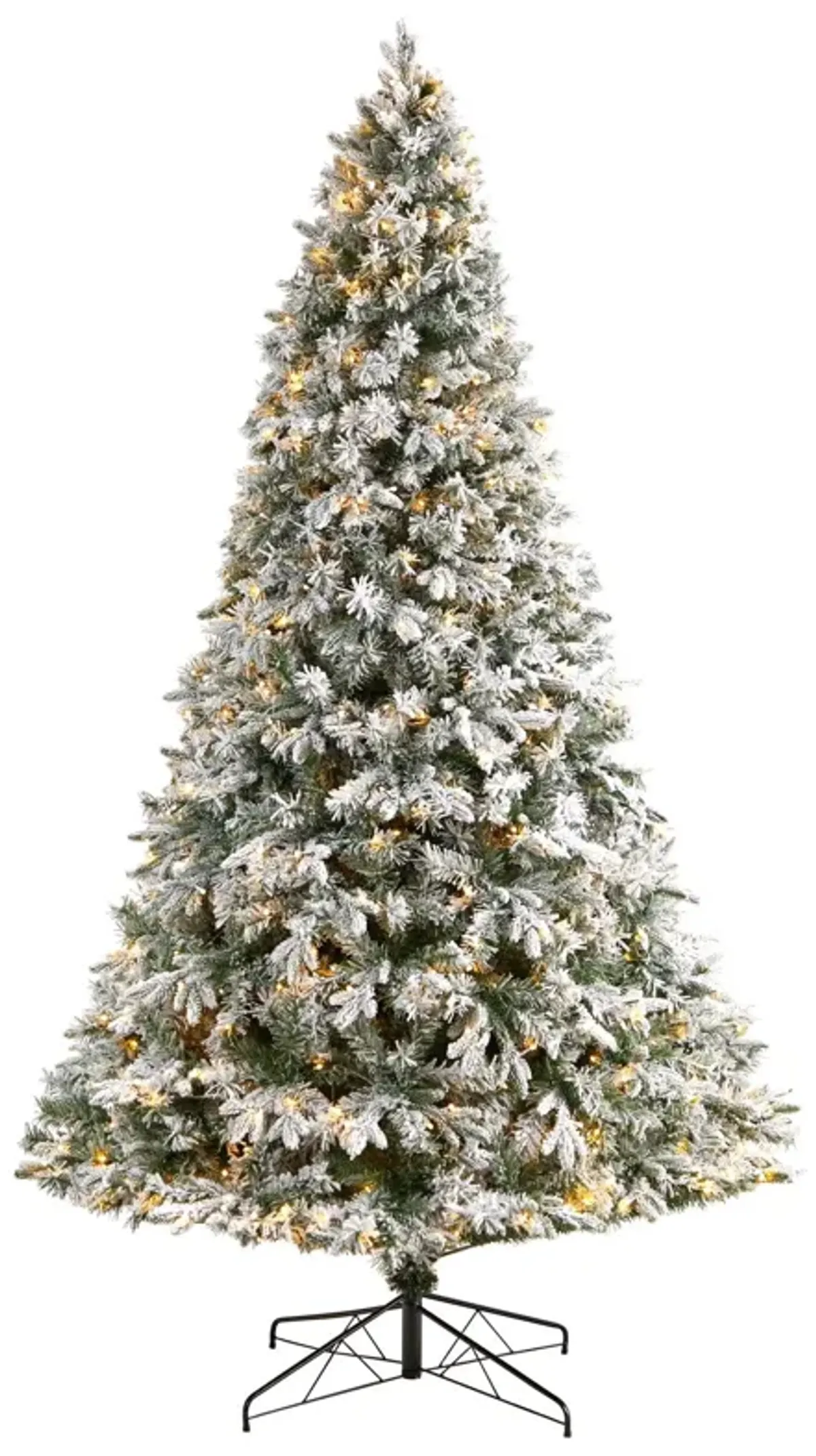 Nearly Natural Flocked Vermont Mixed Pine Artificial Christmas Tree with LED Lights and Bendable Branches