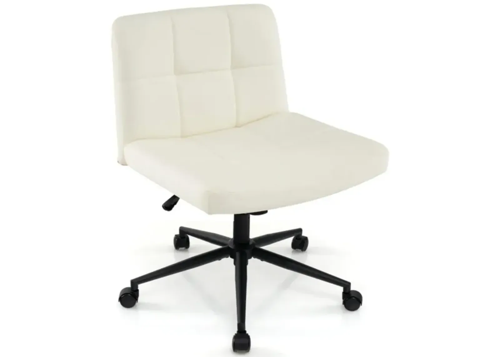 Height-Adjustable Armless Desk Chair with Wheels for Home Office or Vanity