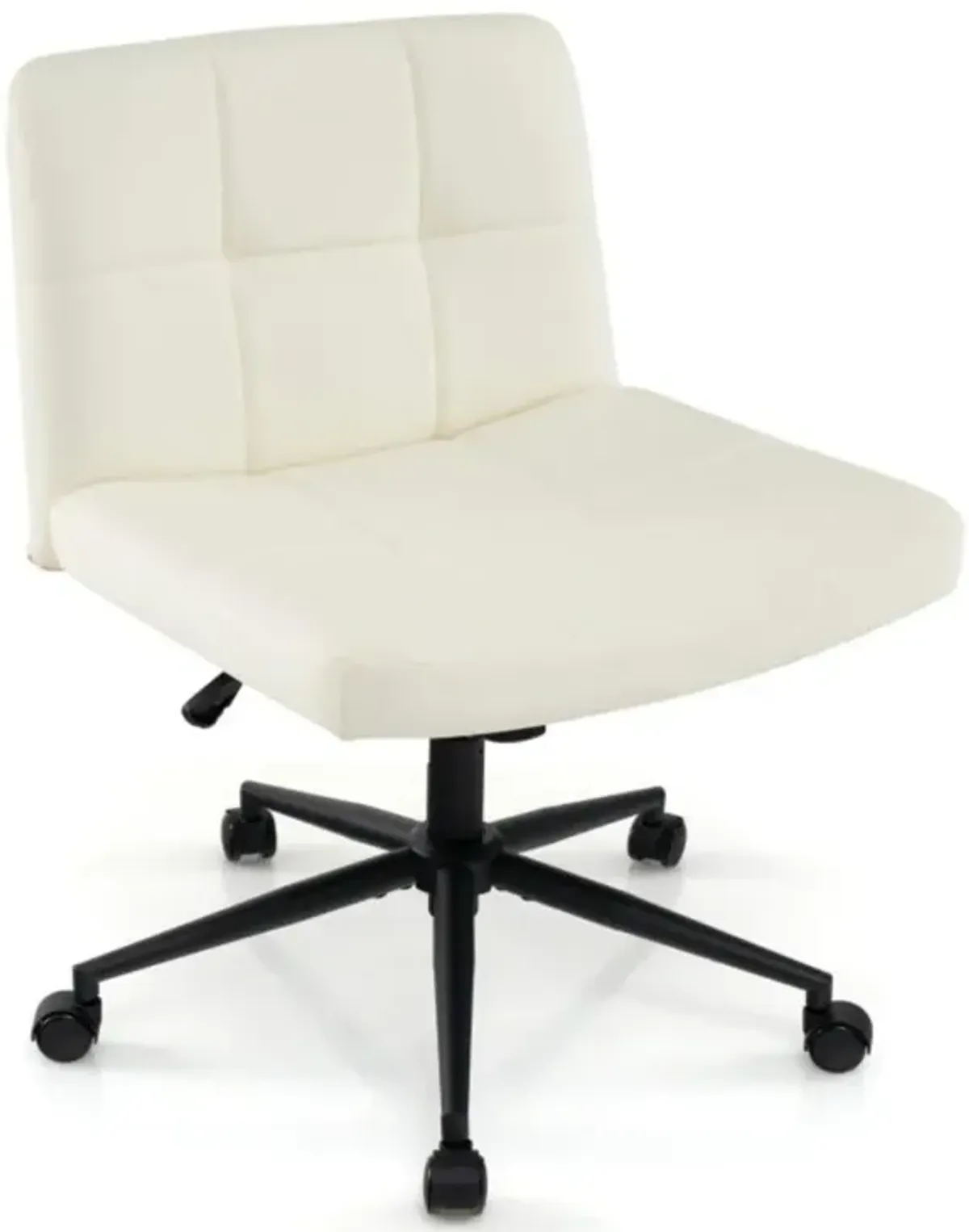 Height-Adjustable Armless Desk Chair with Wheels for Home Office or Vanity