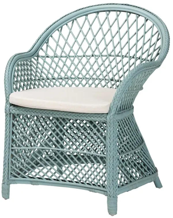 bali & pari Casilda Bohemian Light Blue Braided Rattan Arm Chair