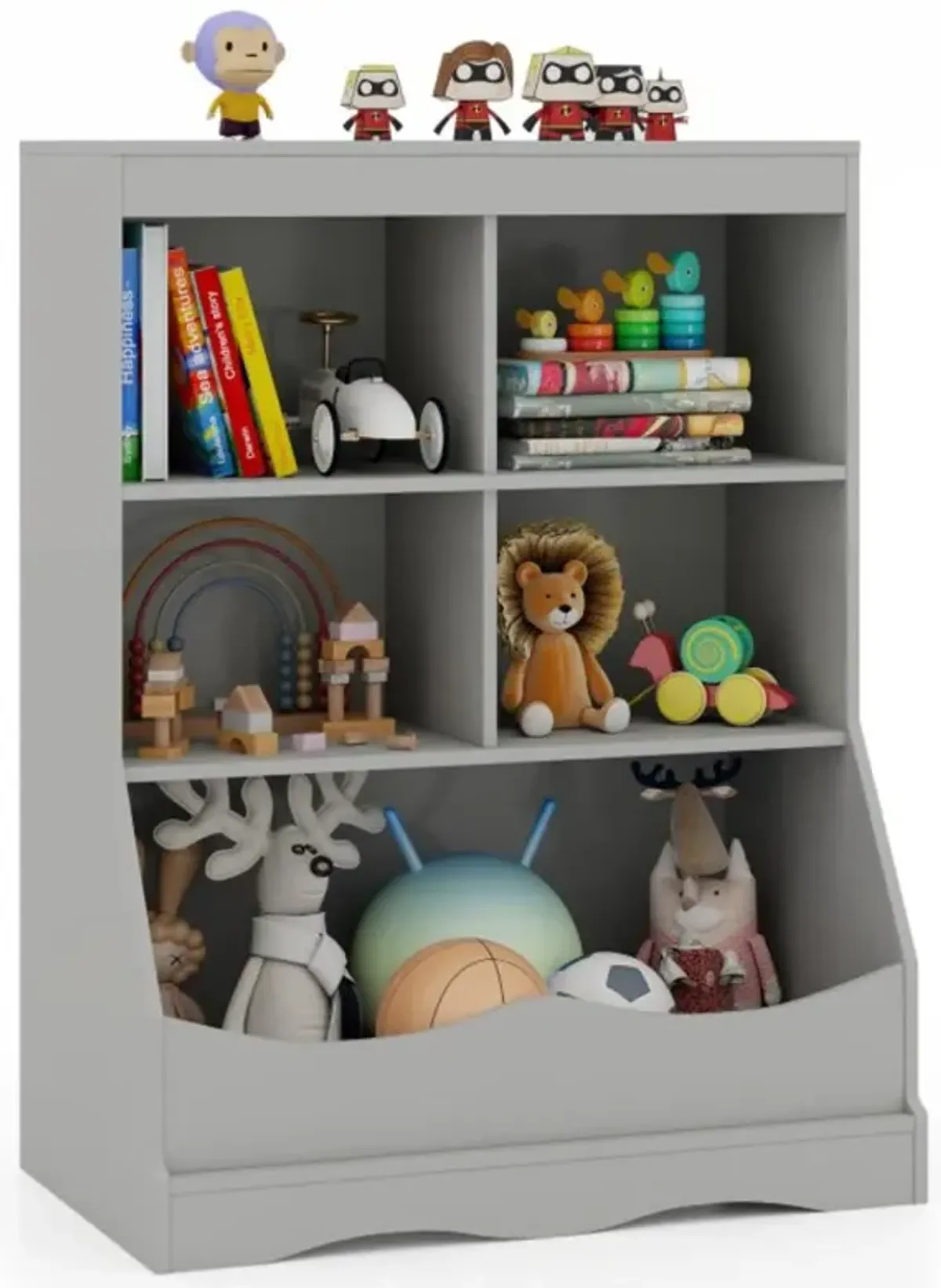 Hivvago 3-Tier Children's Multi-Functional Bookcase Toy Storage Bin Floor Cabinet