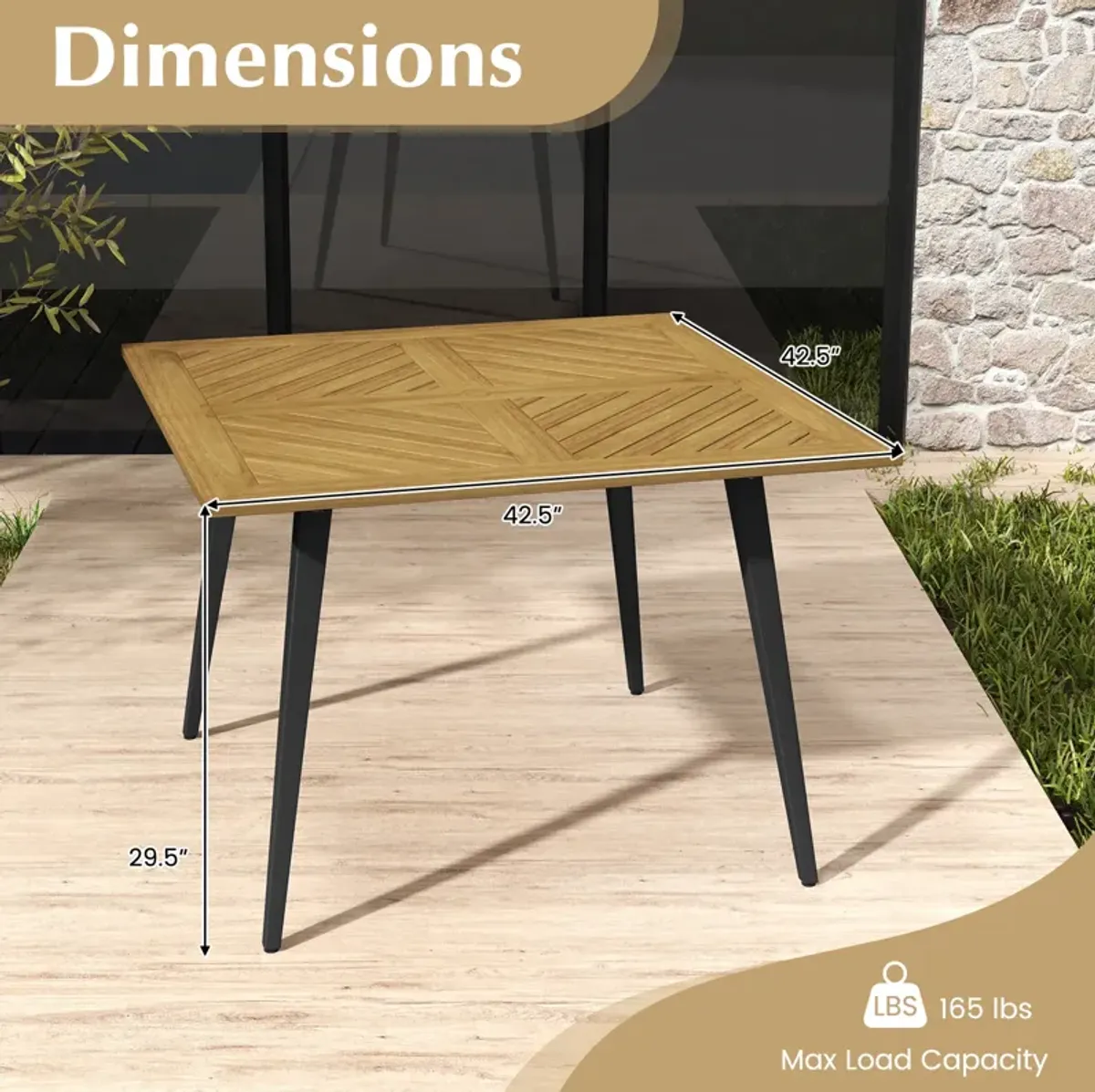 4-Person Acacia Wood Outdoor Dining Table