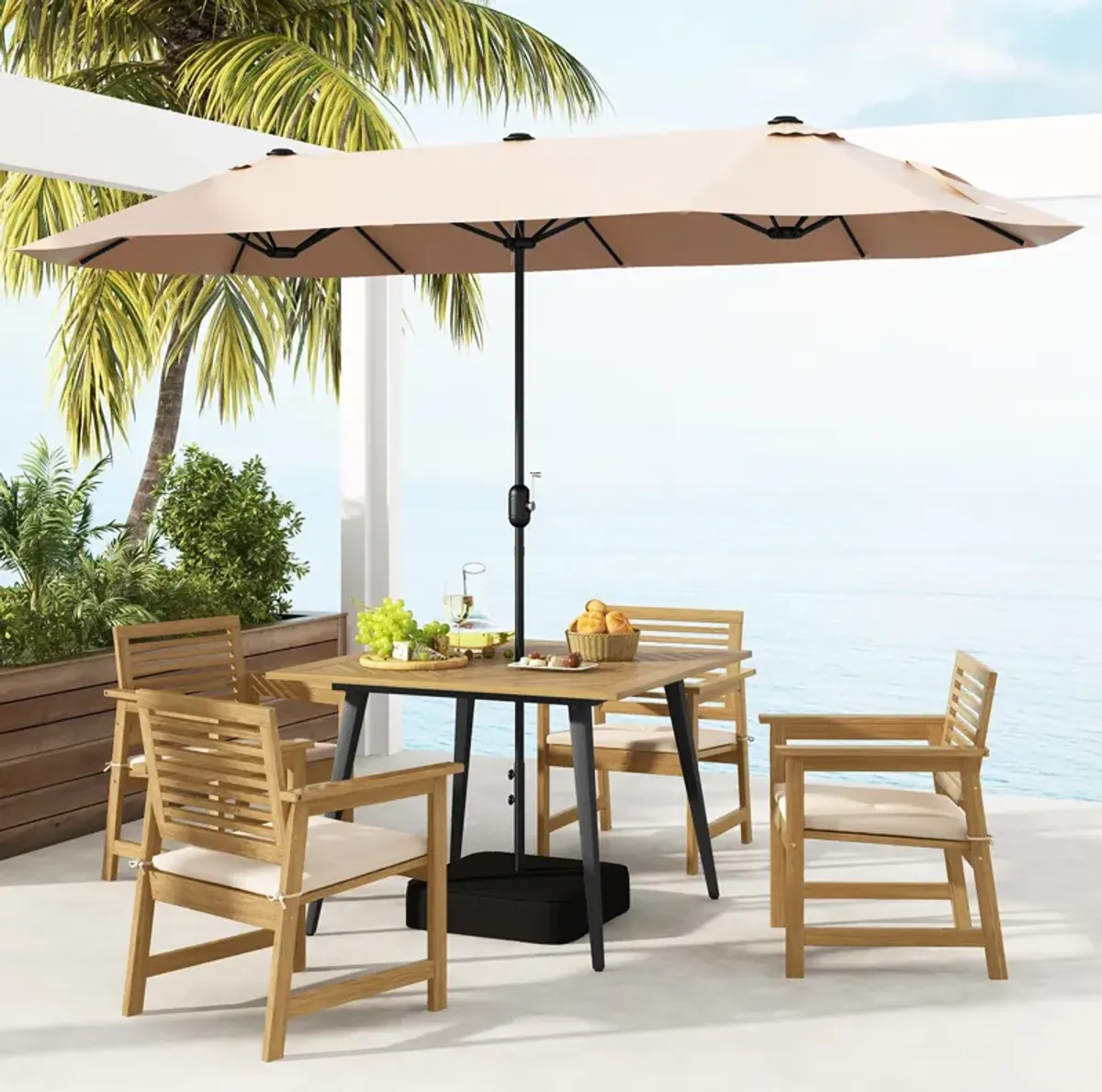 4-Person Acacia Wood Outdoor Dining Table