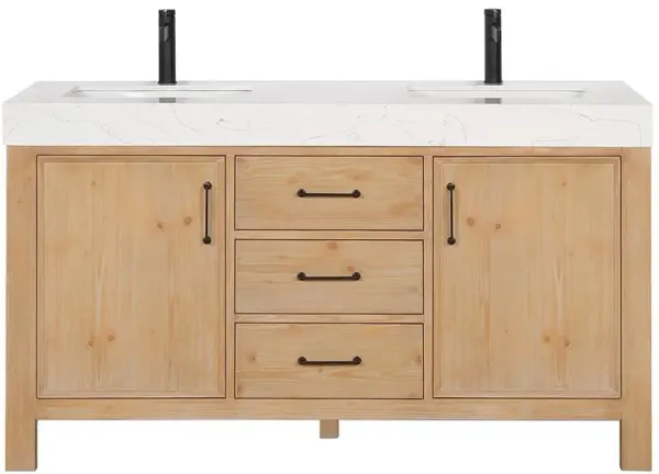 Vinnova Design Free-standing Double Bathroom Vanity with Composite top in Lightning White
