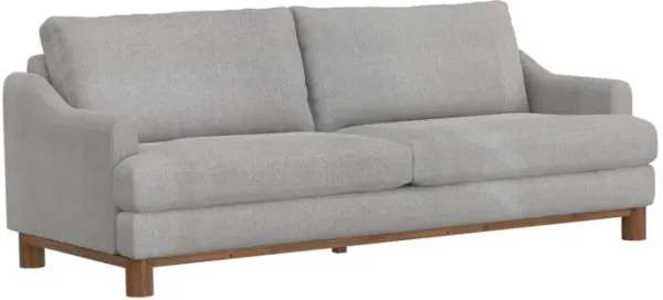 Olum Sofa, 2 Throw Pillows, Modern 85 Inch, Oyster Beige Polyester - Benzara