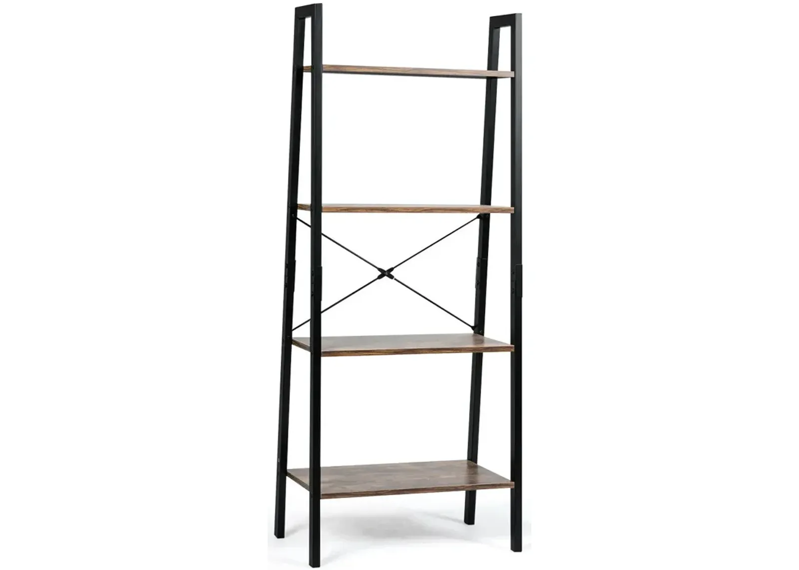 4-Tier Industrial Ladder Shelf with Sturdy Metal Frame, Stylish Storage Solution for Home or Office