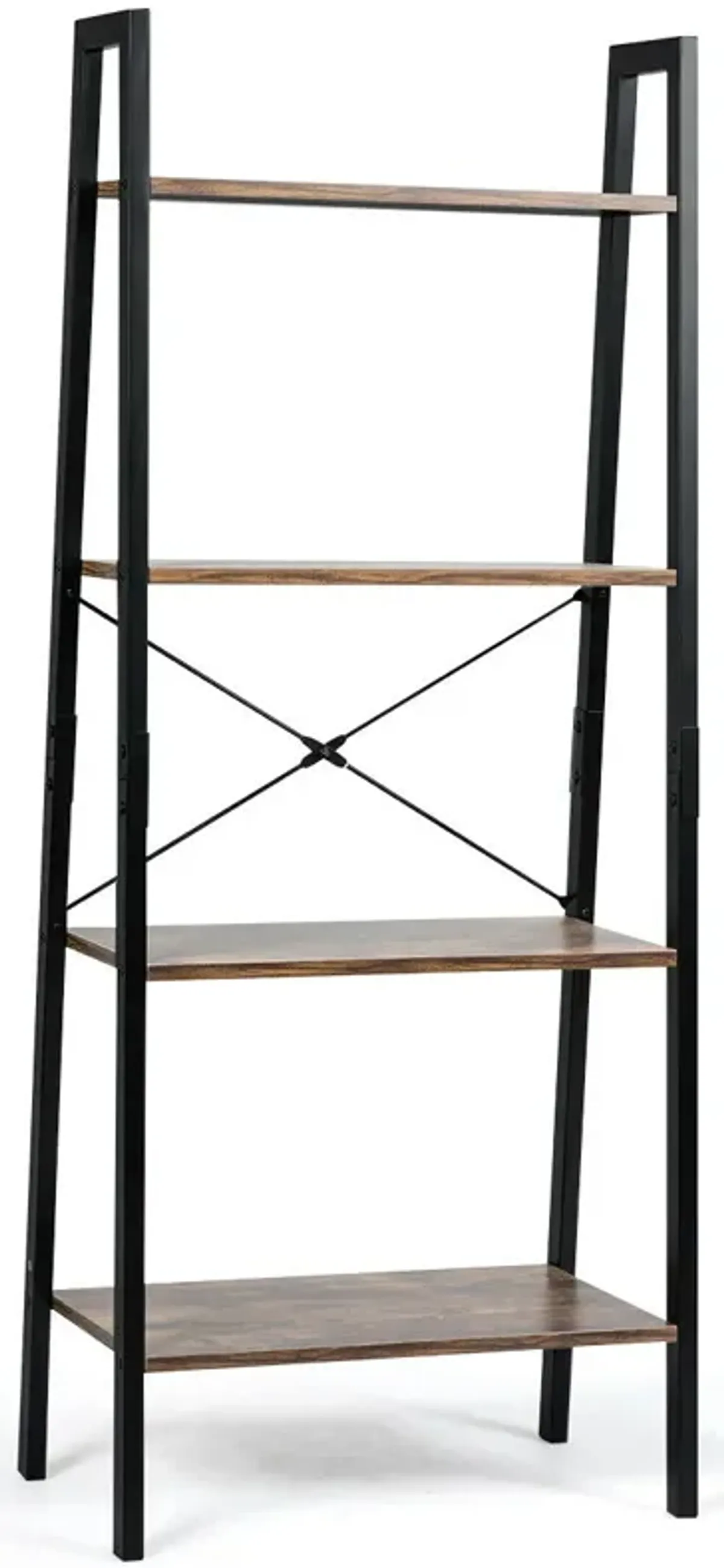 4-Tier Industrial Ladder Shelf with Sturdy Metal Frame, Stylish Storage Solution for Home or Office