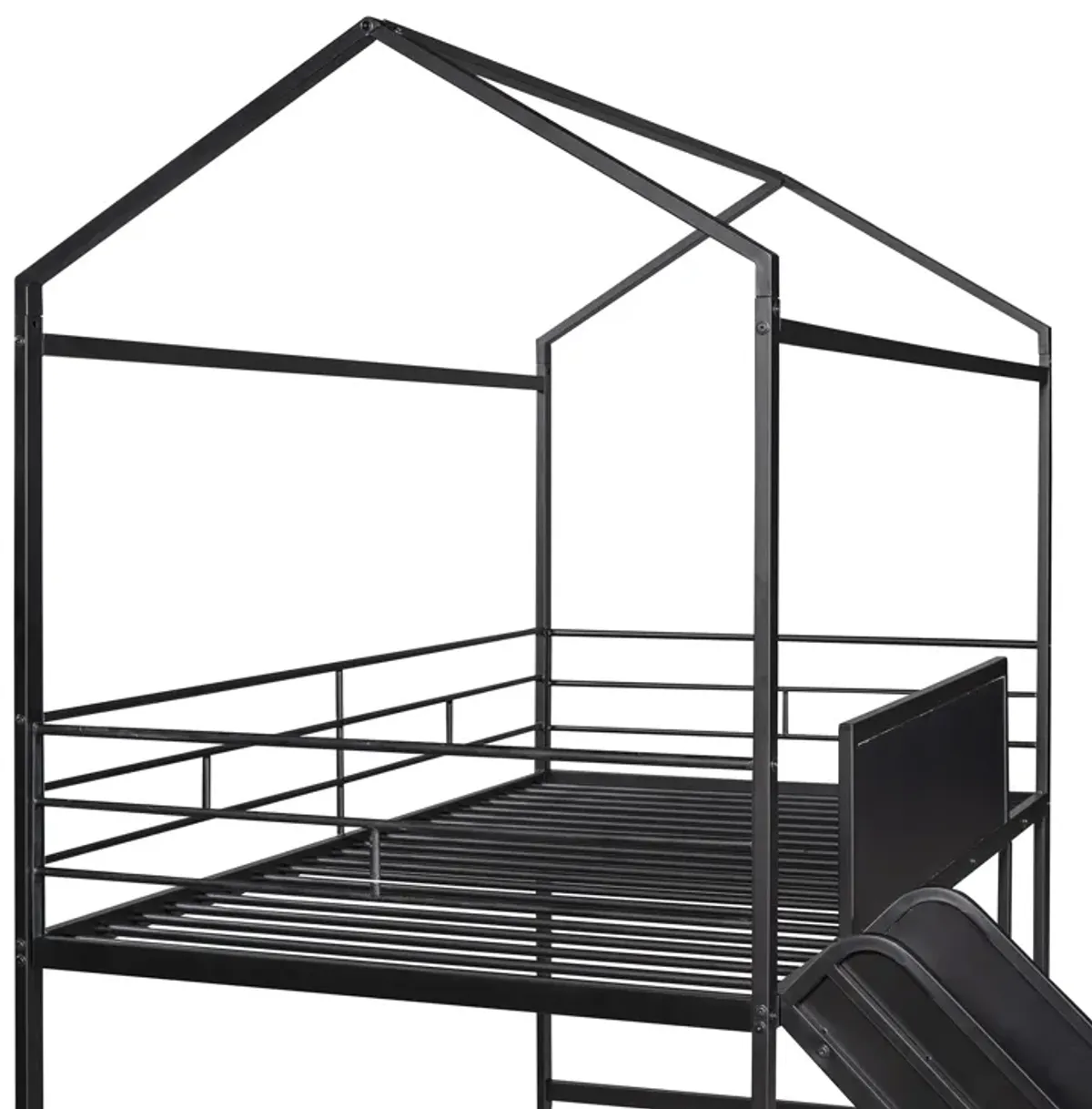 Merax Metal House Bed Loft Bed with Slide