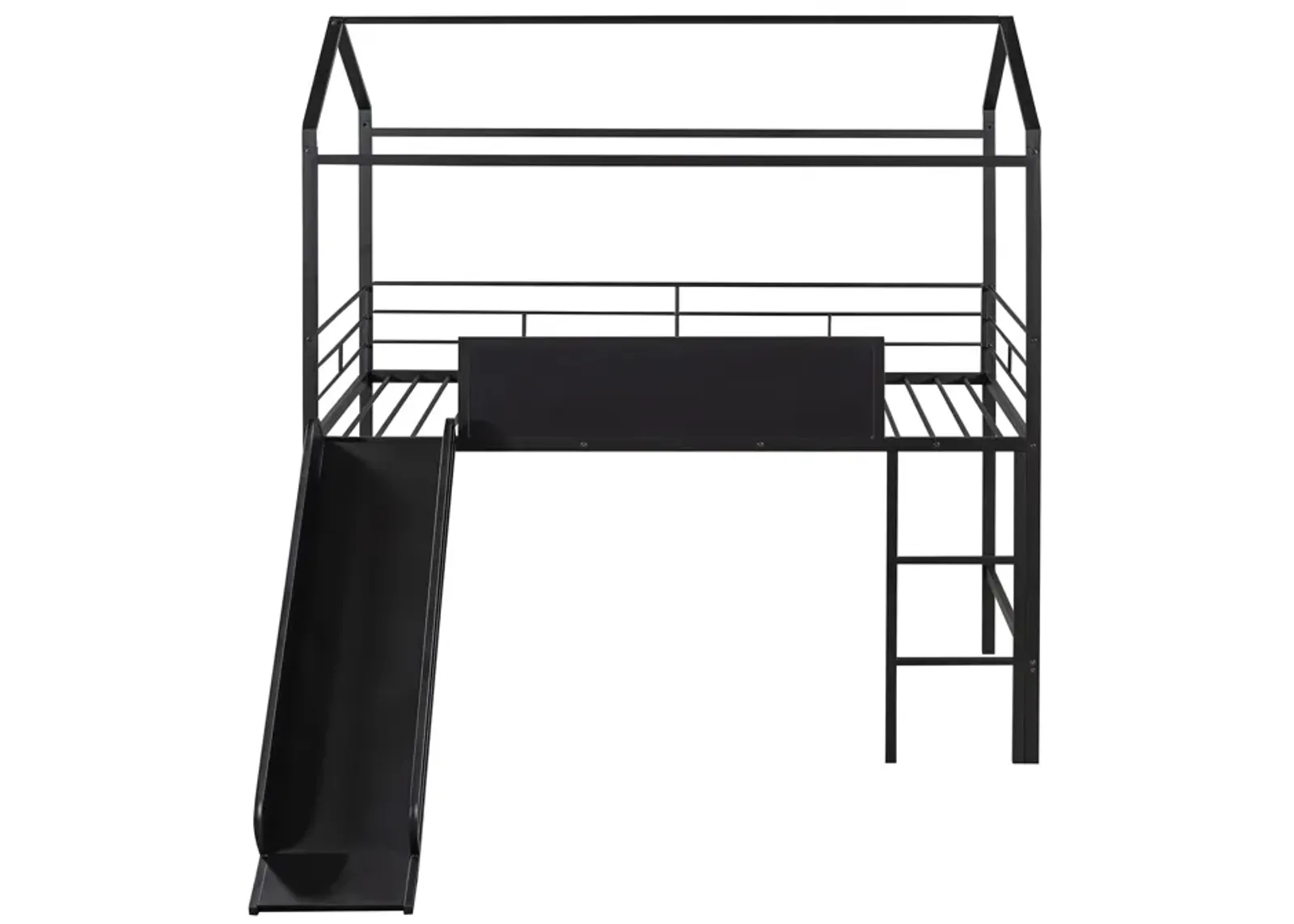 Merax Metal House Bed Loft Bed with Slide