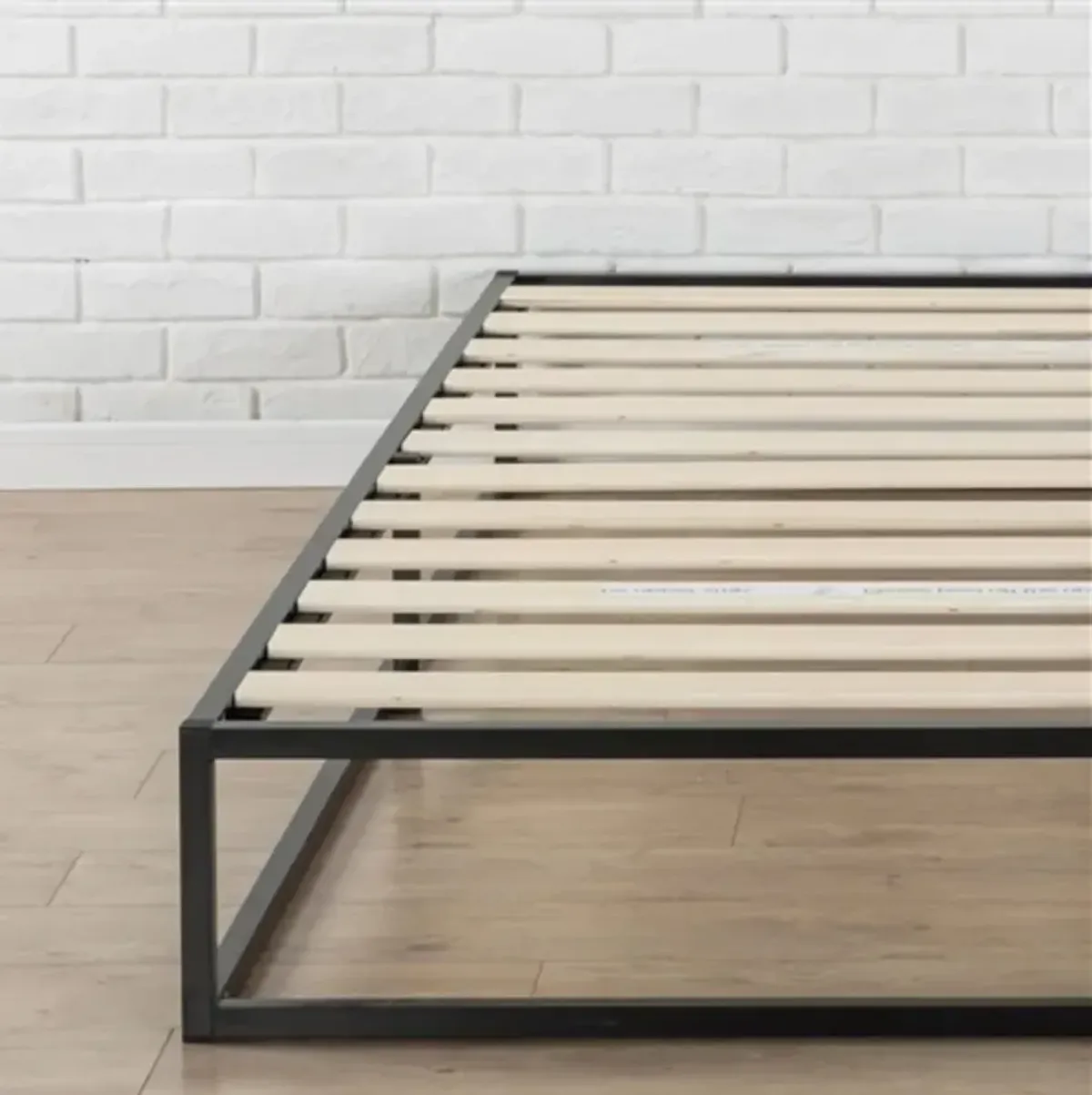 Metal Platform Bed Frame with Wood Slats – Low Profile, Modern Style for Small Spaces