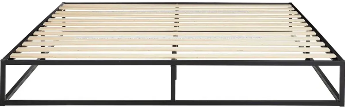 Metal Platform Bed Frame with Wood Slats – Low Profile, Modern Style for Small Spaces