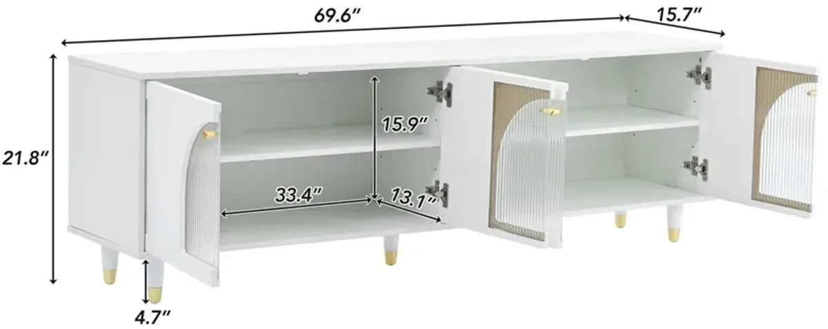 Merax Contemporary TV Stand with Adjustable Shelves