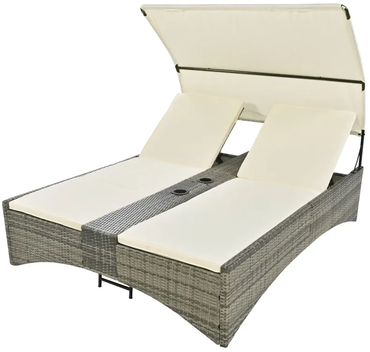 Merax Patio Outdoor Daybed Bed with Shelter Roof