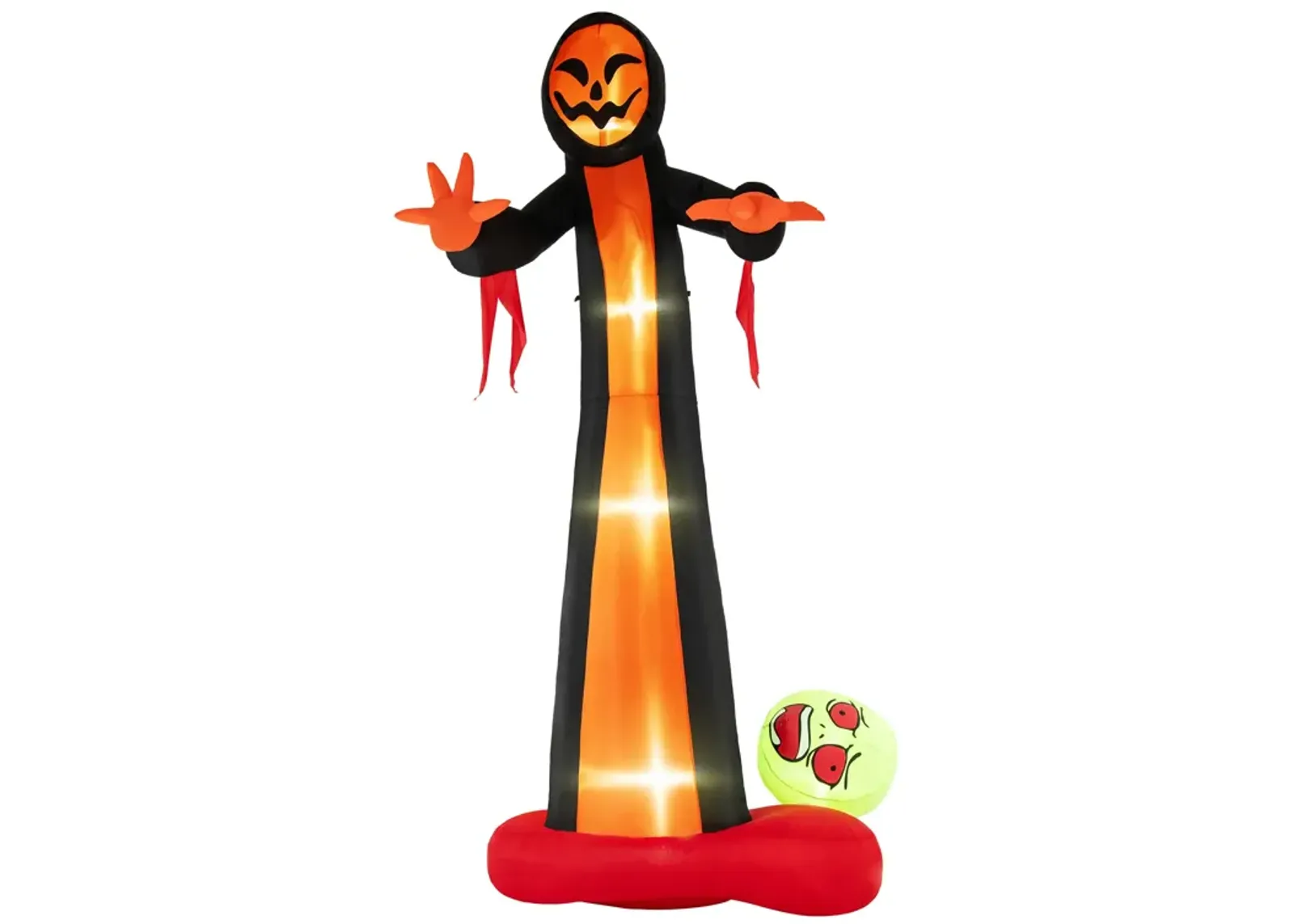 12 Feet Inflatable Grim Reaper Ghost with Built-in LED Lights and Scary Skull