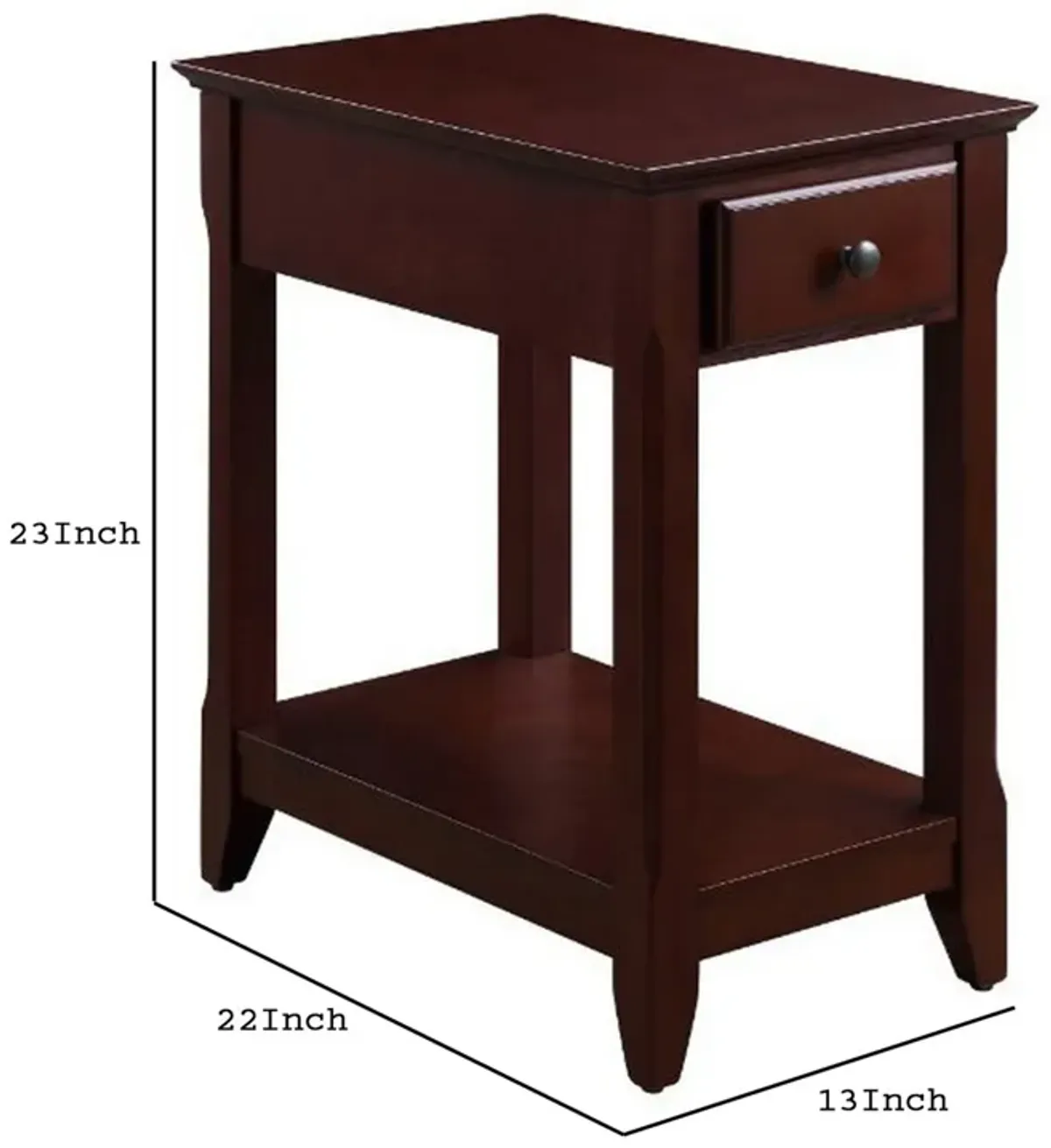 Accent Table with 1 Drawer and Bottom Shelf, Brown-Benzara