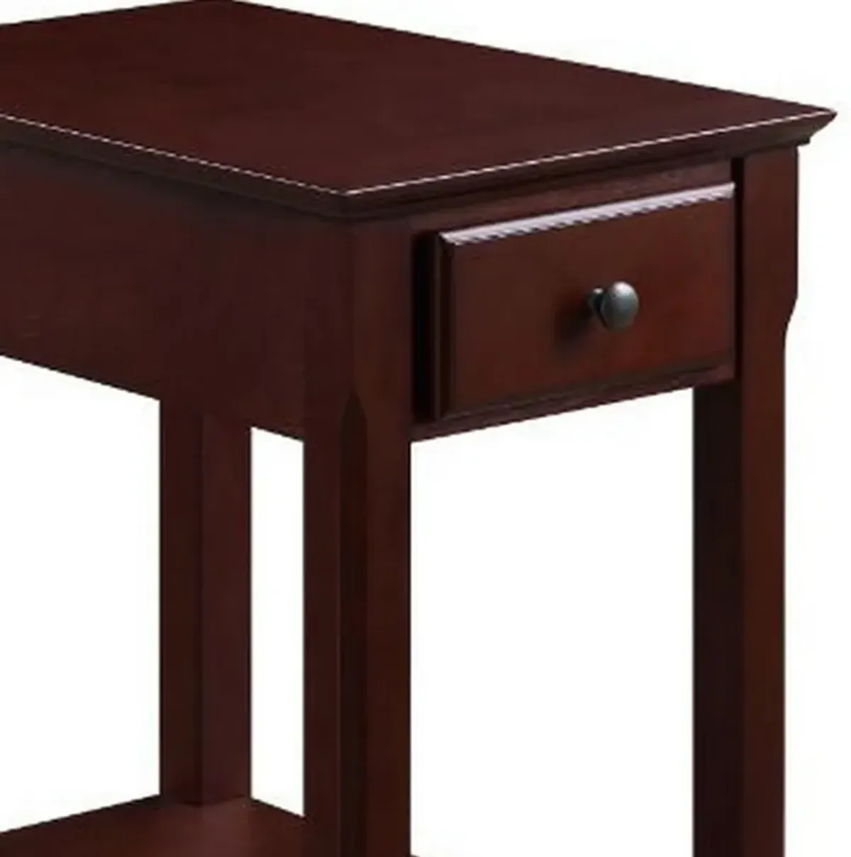 Accent Table with 1 Drawer and Bottom Shelf, Brown-Benzara