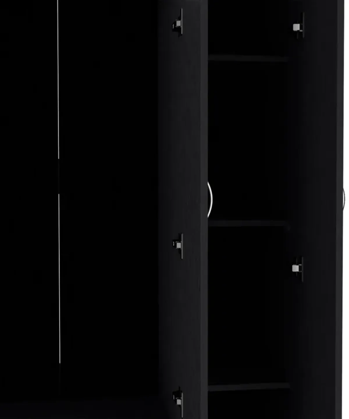 Westbury Wardrobe Armoire with 3-Doors and 2-Inner Drawers, Black -Bedroom