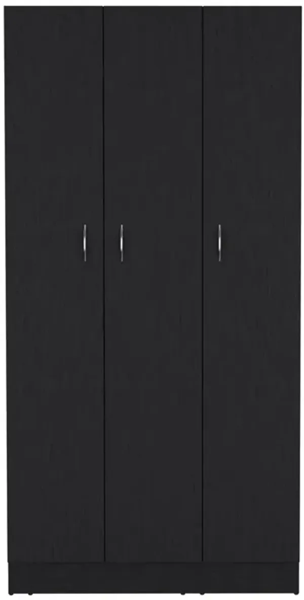 Westbury Wardrobe Armoire with 3-Doors and 2-Inner Drawers, Black -Bedroom