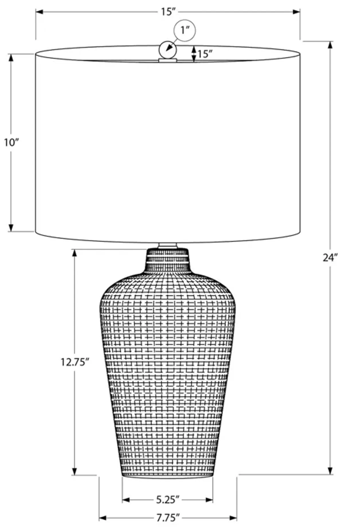 Monarch Specialties I 9621 - Lighting, Table Lamp, 24"H, Black Ceramic, Black Shade, Contemporary