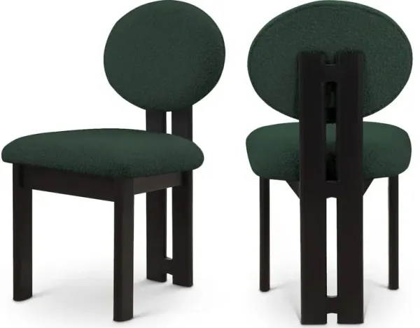 Meridian Furniture Napa Green Boucle Fabric Dining Chair, Set of 2