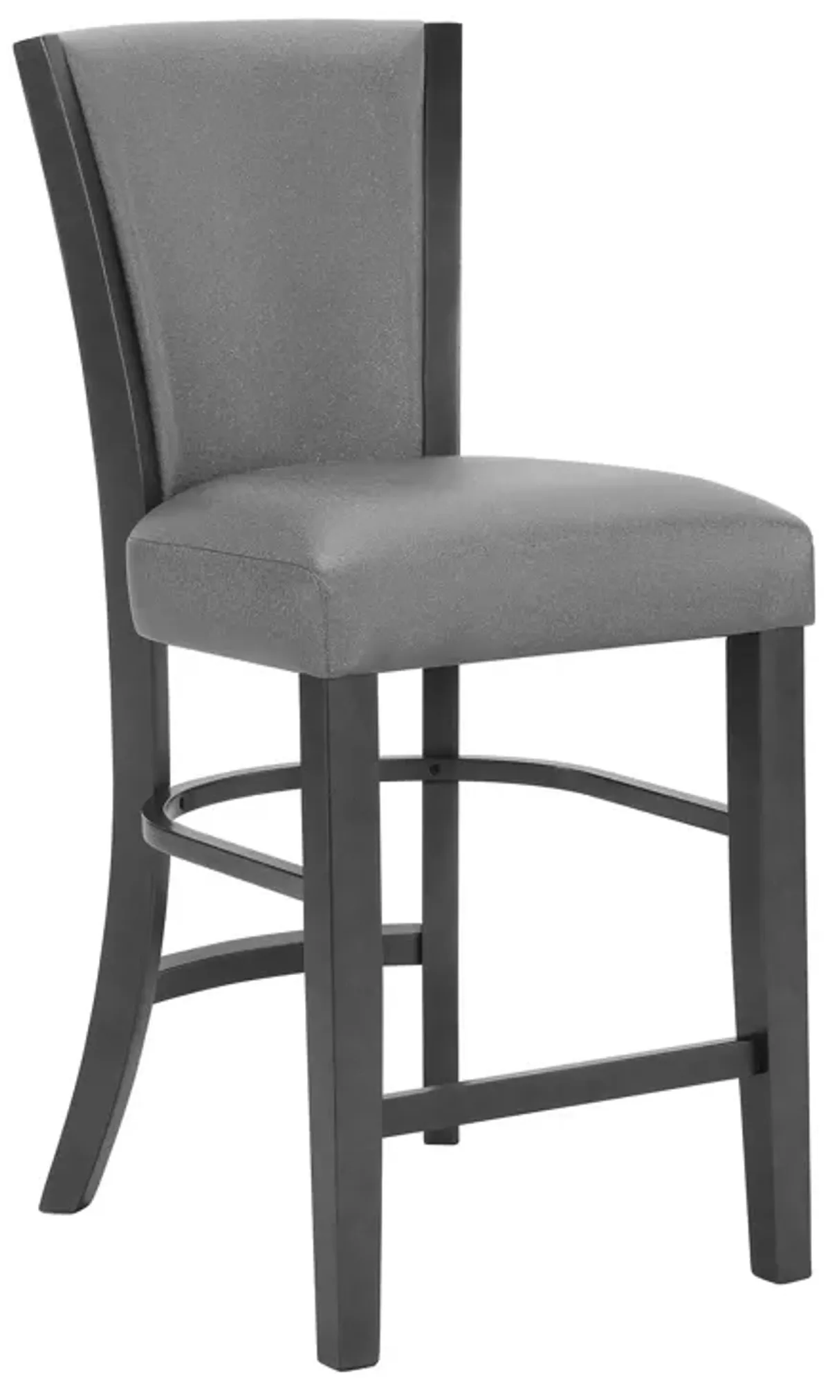 Brandon 24 Inch Counter Height Chair Set of 2, Gray Fabric Upholstery - Benzara