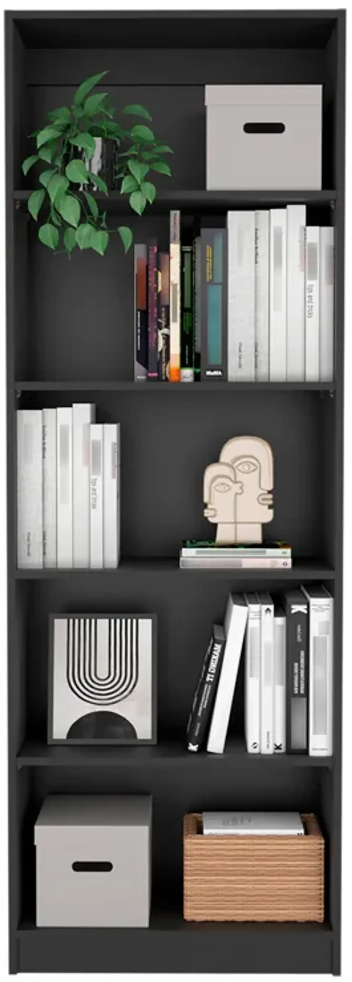 Home 4 Shelves Bookcase with Multi-Tiered Storage -Black