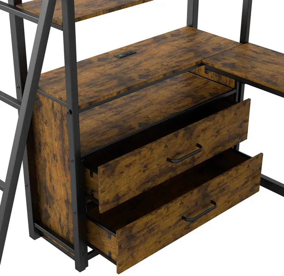 Merax Loft Bed with Desk and Shelves