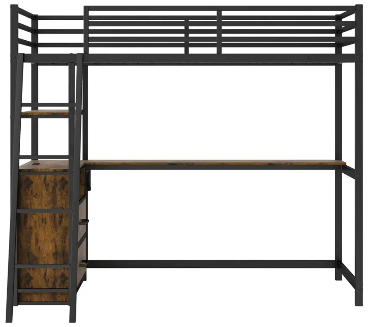 Merax Loft Bed with Desk and Shelves