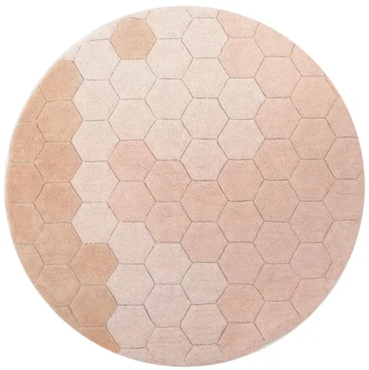 Washable rug Round Honeycomb Golden