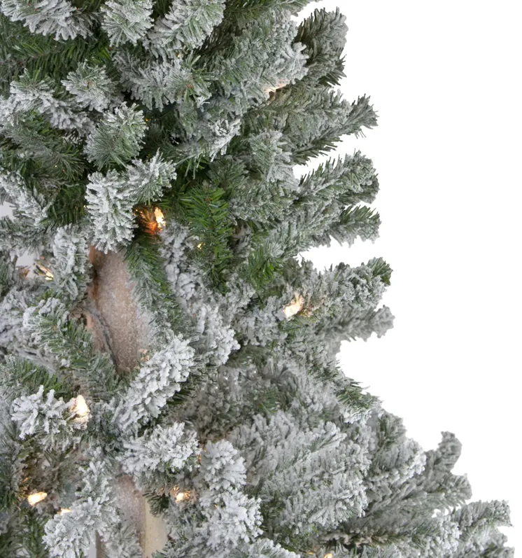 6' Pre-Lit Flocked Alpine Artificial Christmas Tree  Clear Lights