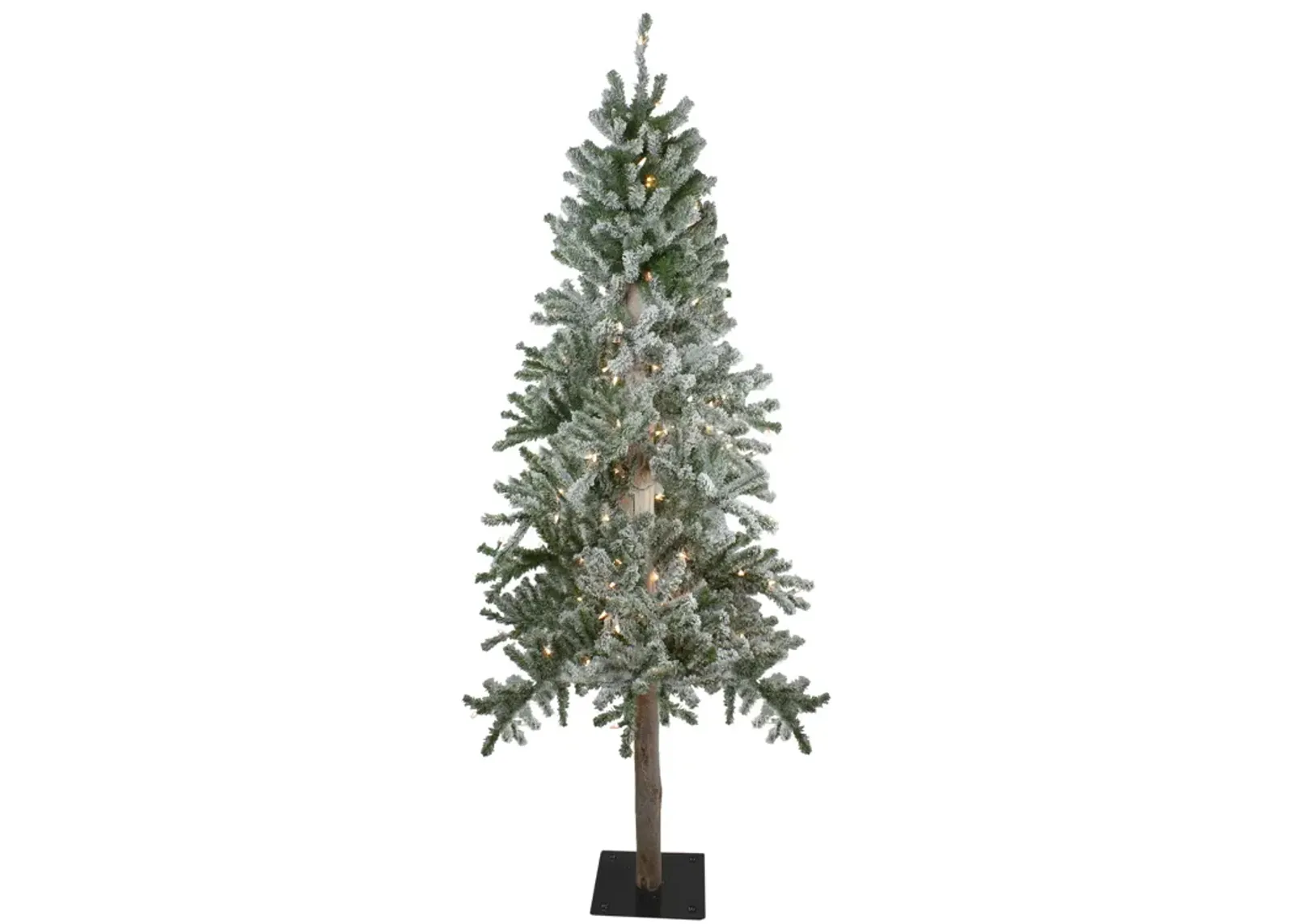 6' Pre-Lit Flocked Alpine Artificial Christmas Tree  Clear Lights