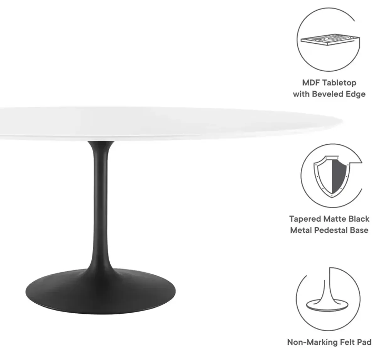 Modway - Lippa 78" Oval Dining Table Black White